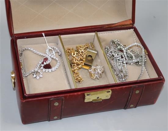 A quantity of assorted costume jewellery including two silver and paste necklaces.